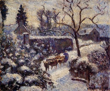 カミーユ・ピサロ Painting - モンフーコーの雪の影響 1891年 カミーユ・ピサロ
